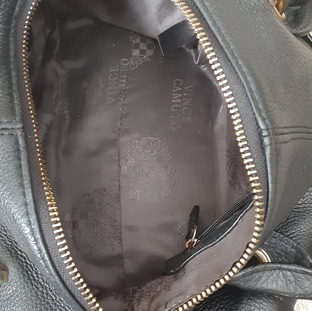 Vince Camuto black leather studded satchel bag - Picture 7 of 11